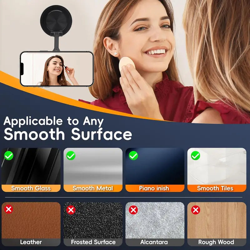 Magnetic Suction Cup Phone Holder - 360° Adjustable Phone Stand for All Smartphones, Vacuum Cell Phone Holder, Suitable for Most Models Smartphone Cell Phone Mount Cellphone
