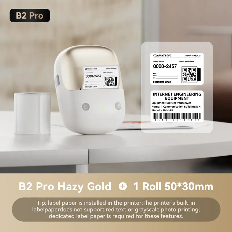 NIIMBOT B2 Portable Wireless Inkless Thermal Label Printer - Inkless Sticker Printer, Bluetooth 2-In-1, 203 Dpi Head, 348G, Included Tape, Multiple Templates, round Design for Warehouse & Kitchen (Android Compatible)