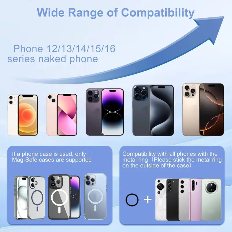 Magnetic Suction Cup Phone Holder - 360° Adjustable Phone Stand for All Smartphones, Vacuum Cell Phone Holder, Suitable for Most Models Smartphone Cell Phone Mount Cellphone
