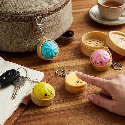 4 Pack Dumpling Keyboard Fidget Toy Keychain, Crisp Clicky Sound, Satisfying Mechanical Keyboard Style Press, Stress Relief Anxiety Fidget for Adults, Portable Desk Clicker for Work, Study,Cute Glowing Fidget Clicker Keychain,Funny Faces Dumpling Clicker