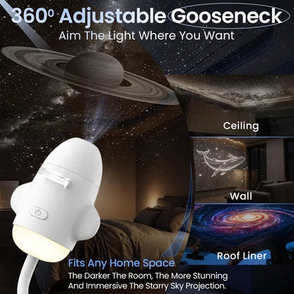 Galaxy Star Projector - ABS Plastic Portable Unisex Novelty Light, 360° Gooseneck Bend, 6 Dreamy Scene Atmosphere Lights, USB Powered Starry Sky Lamp, Star Projector Party Gift for Bedroom Relaxation