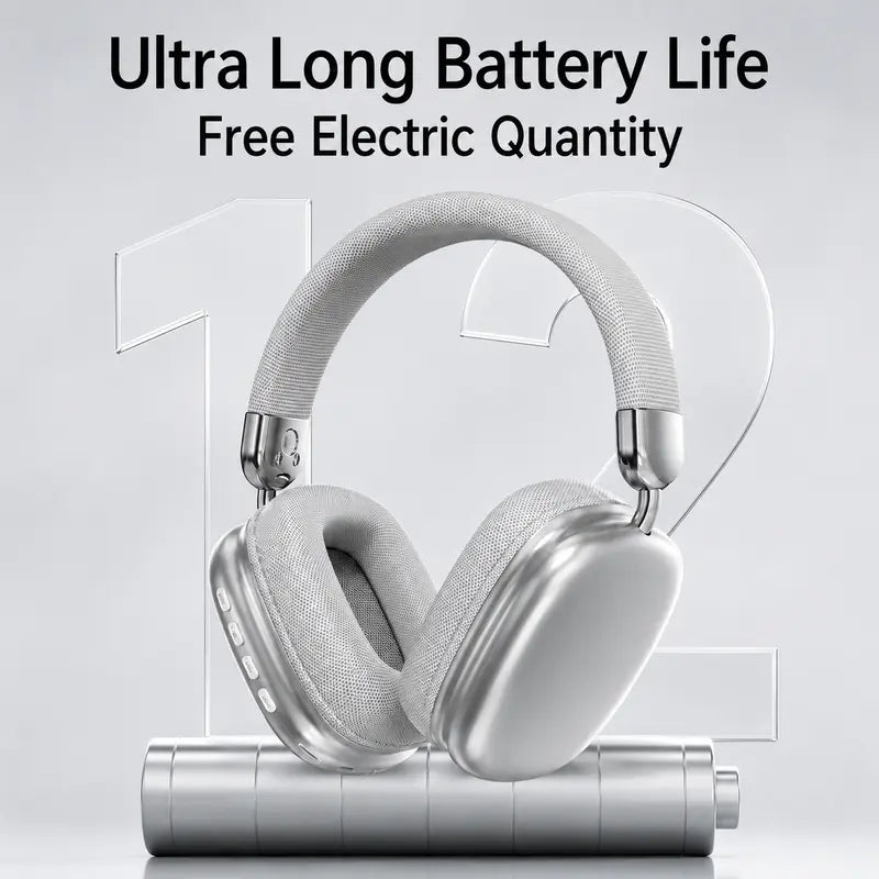Over-Ear Wireless Bluetooth Headphones with Noise Cancellation - Ideal for Gaming, Featuring Built-In Microphone, Rechargeable Lithium-Ion Battery, and Compatibility with Mobile Phones, iPhone, Android, and Computers