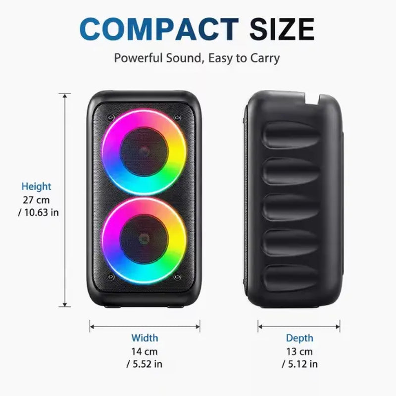 Multifunctional Portable Bluetooth Speaker with RGB Lights, TWS Stereo, Powerful Bass, Rechargeable Battery, USB/AUX/SD Compatibility, Optional Wired Microphone for Karaoke