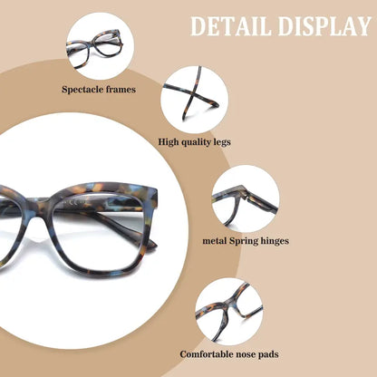 6-Piece Family Pack of Blue Light-Blocking Reading Glasses, Suitable for Men and Women, Featuring Solid-Color and Stylish Patterned Frames, Spring Hinges, and Durable Lenses—Perfect for Everyday Wear