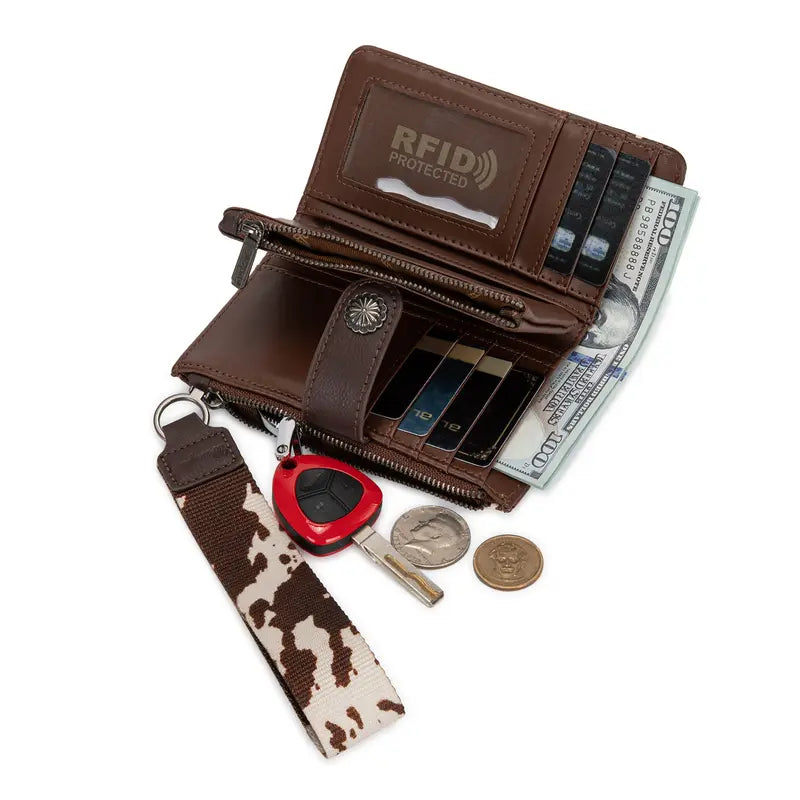 Wrangler Keychain Wristlet Wallets for Women with Detachable Coin Purse and Zipper Wallet