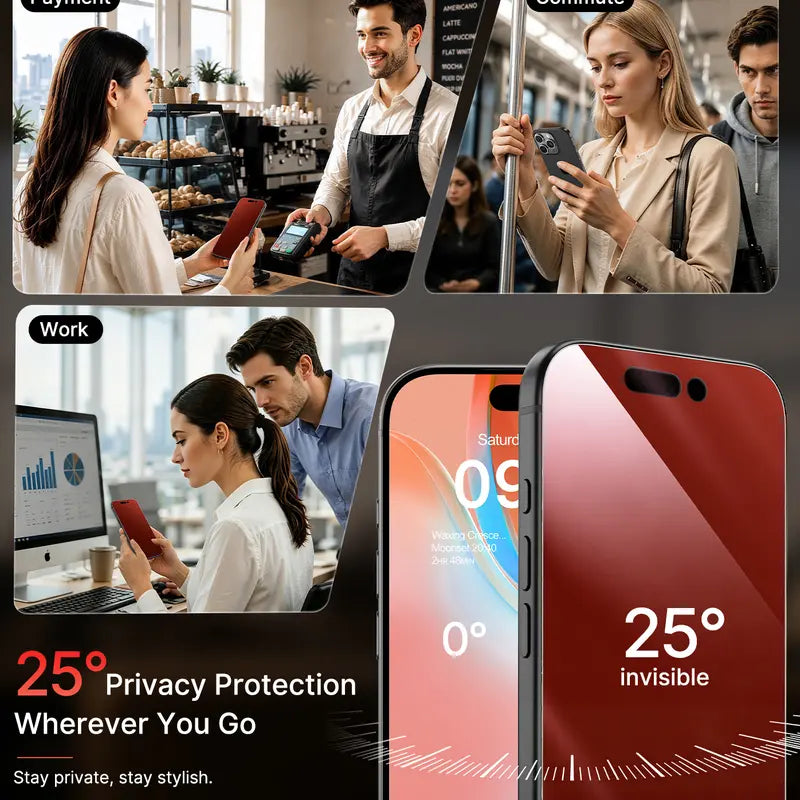 [2-Pack] Pandashield 18 Pro Max Red Luxury Privacy Screen Protector, for Iphone 13\14\15\16\17\18 Pro Max plus - Easy Installation, Shiny Red Privacy Coating, Dust Free Applicator, 2-Sides anti Spy,