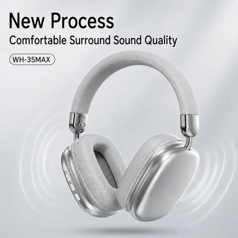 Over-Ear Wireless Bluetooth Headphones with Noise Cancellation - Ideal for Gaming, Featuring Built-In Microphone, Rechargeable Lithium-Ion Battery, and Compatibility with Mobile Phones, iPhone, Android, and Computers