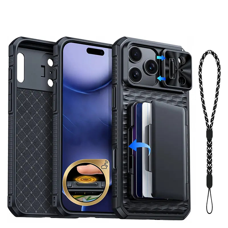 BSNRM Women'S Smartphone Casing - Durable Cellphone Shell (TPU+PC), Shockproof Rugged Silicone Cover for Iphone 18 Pro Max/17 Pro/16 Pro Max, RFID Blocking 3-4 Card Holder, Camera Control Button, Slide Camera Cover, After-Sales Support