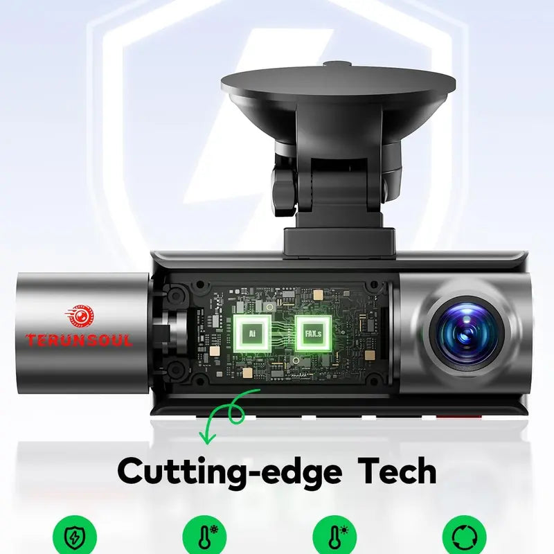 TERUNSOUL D018 Model Vehicle Dashcam Cam - Triple Lens 4K 3-Channel, 4K+4K+1080P, 5Ghz Wifi + USB-C, GPS, 128GB Card, IR Night Vision, Parking Mode, Wide-Angle, Full Lamination, Loop Record, HD Driving Recorder for Car Vlogging, Auto Gadgets Gifts,Toolupg
