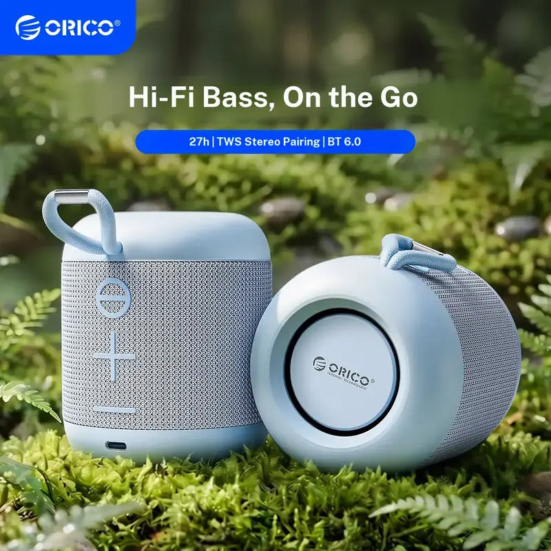 ORICO Wireless BT Speaker (Bluetooth 6.0 Connectivity) - 27H Playtime, TWS Pairing, 360° Immersive Hifi Stereo Sound, IPX5 Splash Resistant, USB-C, Handheld Built-In Compact Music Device, for Camping, Home - BG01