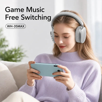 Over-Ear Wireless Bluetooth Headphones with Noise Cancellation - Ideal for Gaming, Featuring Built-In Microphone, Rechargeable Lithium-Ion Battery, and Compatibility with Mobile Phones, iPhone, Android, and Computers