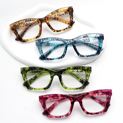 4-Color Set of Blue Light-Blocking Reading Glasses with Spring Hinges for Effective Eye Protection; Designed for Women; Suitable for All Face Shapes; Stylish Reading Glasses