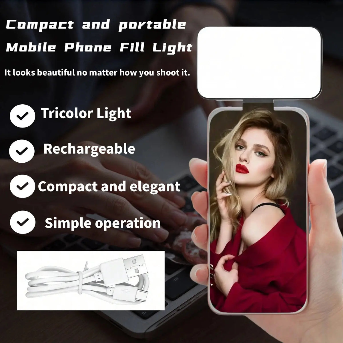 Portable Mini Clip-On Fill Light, Multipurpose Selfie Ring Light for Phone, Universal LED Light, Phone Accessories, Selfie Led Lights