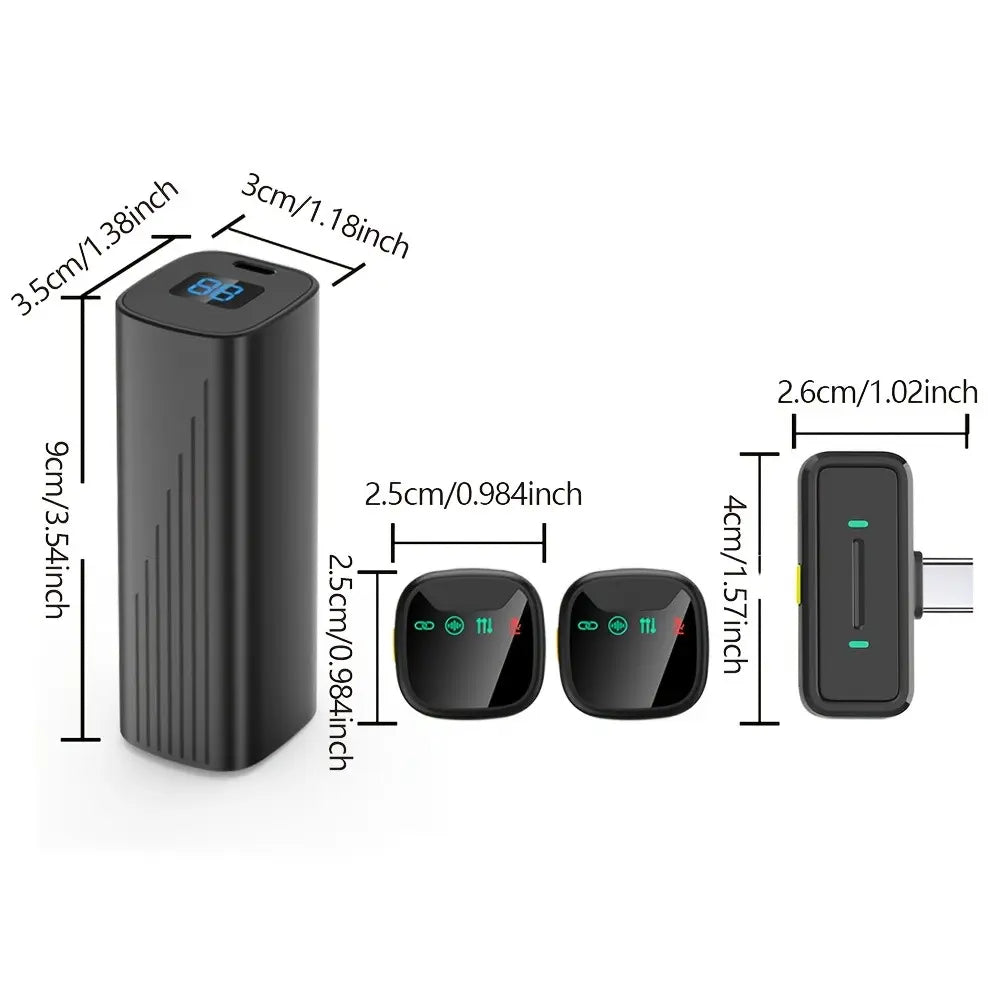 Pink&Black LED Display Wireless Lavalier Microphone High Quality Ultra-Long Battery Life Chargeable Plug&Play Charging Noise Reduction Rechargeable Lapel Mic for Interview Podcast Vlog Video Recording