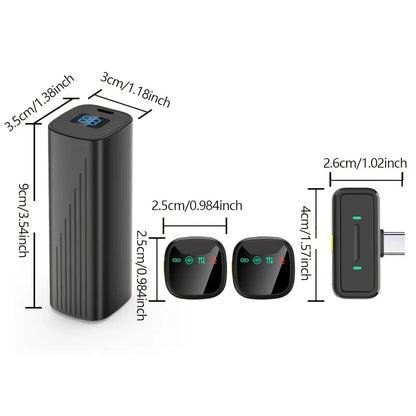 Pink&Black LED Display Wireless Lavalier Microphone High Quality Ultra-Long Battery Life Chargeable Plug&Play Charging Noise Reduction Rechargeable Lapel Mic for Interview Podcast Vlog Video Recording