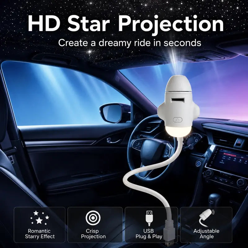 Galaxy Star Projector - ABS Plastic Portable Unisex Novelty Light, 360° Gooseneck Bend, 6 Dreamy Scene Atmosphere Lights, USB Powered Starry Sky Lamp, Star Projector Party Gift for Bedroom Relaxation