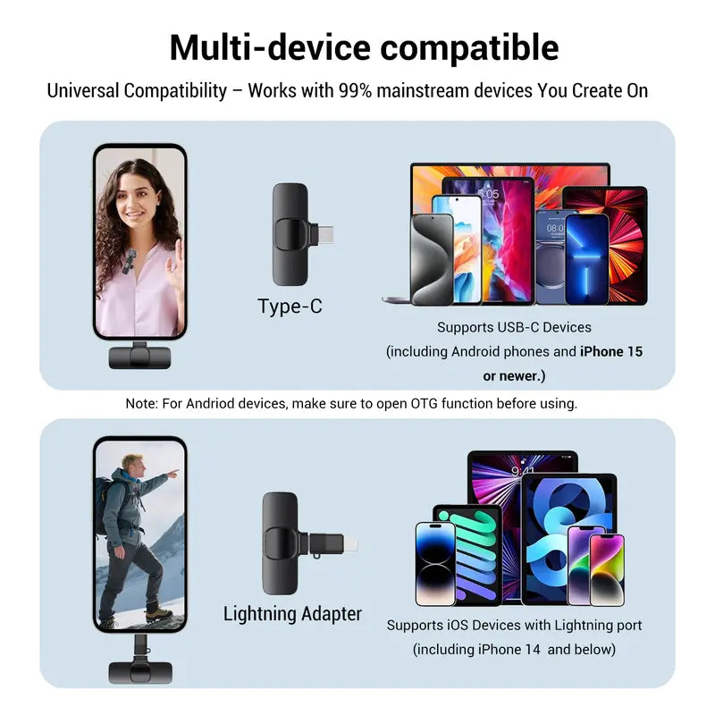HITOZON Mini Wireless Lavalier Microphone 2 Pcs Set for Iphone/Android Smartphones, USB-C Lapel Mic with ABS, Clip, USB Cable, 1-Touch Recording, Mute, Plug & Record Fast, Camera-Compatible Plug-And-Play Vlogging Equipment,Techvibes