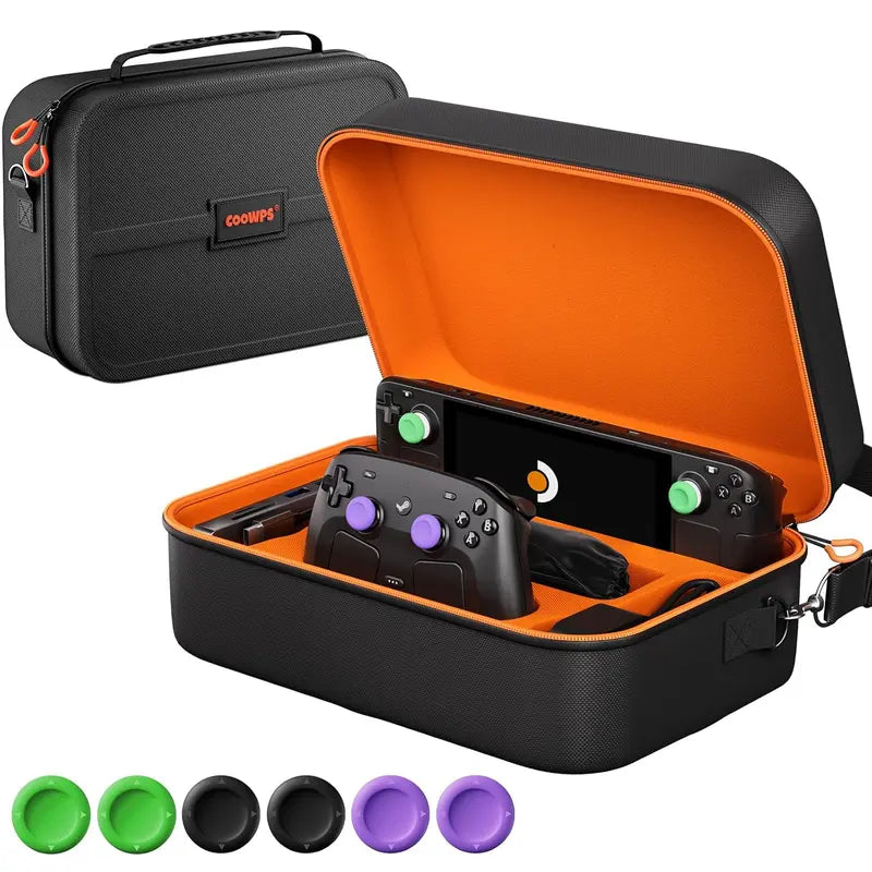 COOWPS Case for Steam Deck/Steam Controller 2 (2026), 6Pcs Thumb Grip Caps, Hard Shell Full Protection Portable Travel Storage Cases for Steam Deck OLED, Docking Station & Charger Adapter Cables Techvibes