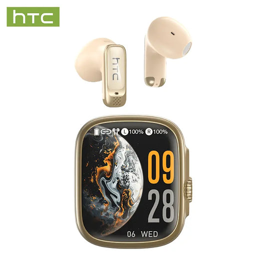 HTC NE72 Electronic In-Ear Headphones - Everyday Earbuds, Tiktok-Compatible, Smart Screen Translation, Dual Touch Media Control, 8+ Hr Playtime, Music & Calls, Charging, Wearable Tech, Secure Earbud Fit, Travel, Work Hacks, Ideal for Content Creators