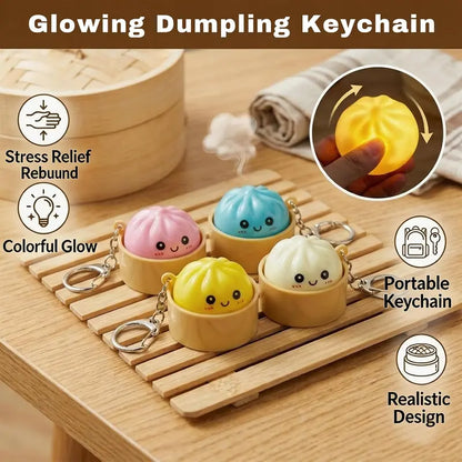 4 Pack Dumpling Keyboard Fidget Toy Keychain, Crisp Clicky Sound, Satisfying Mechanical Keyboard Style Press, Stress Relief Anxiety Fidget for Adults, Portable Desk Clicker for Work, Study,Cute Glowing Fidget Clicker Keychain,Funny Faces Dumpling Clicker