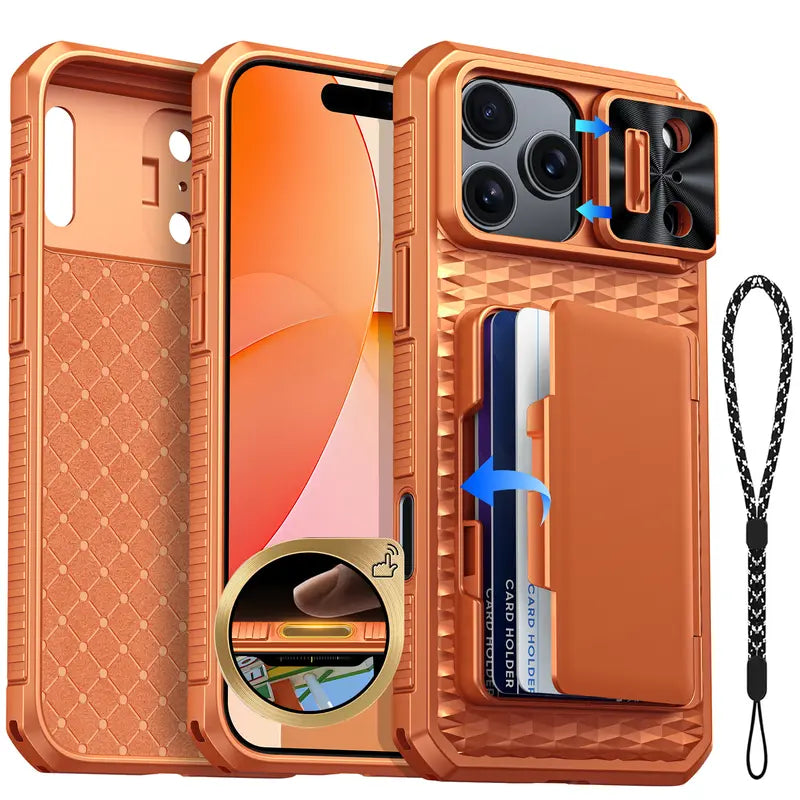 BSNRM Women'S Smartphone Casing - Durable Cellphone Shell (TPU+PC), Shockproof Rugged Silicone Cover for Iphone 18 Pro Max/17 Pro/16 Pro Max, RFID Blocking 3-4 Card Holder, Camera Control Button, Slide Camera Cover, After-Sales Support