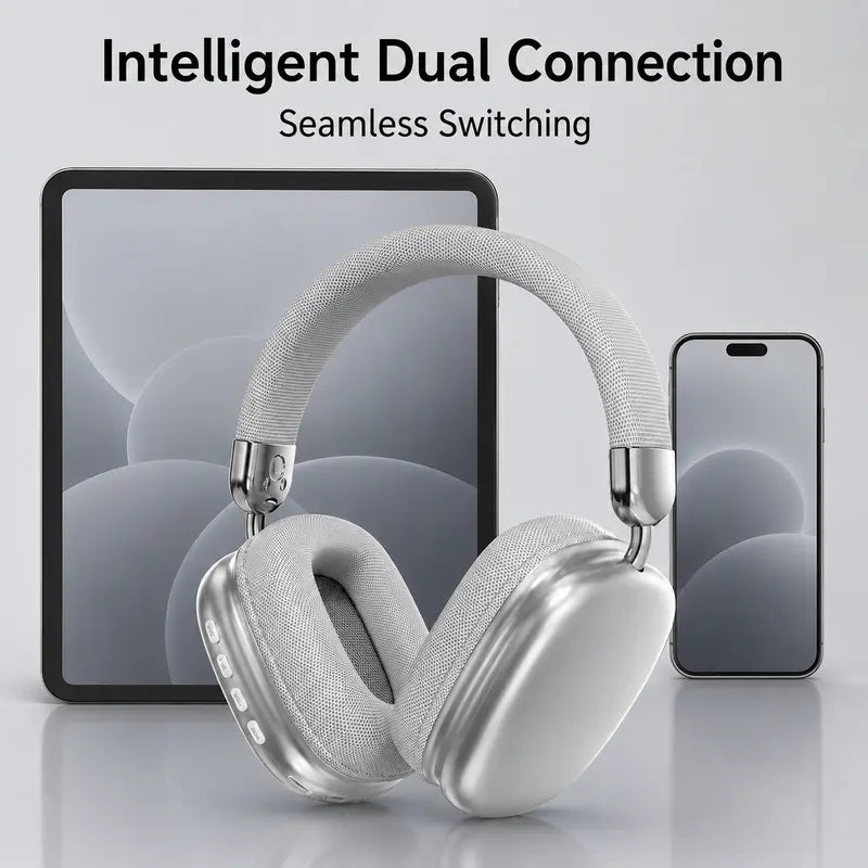 Over-Ear Wireless Bluetooth Headphones with Noise Cancellation - Ideal for Gaming, Featuring Built-In Microphone, Rechargeable Lithium-Ion Battery, and Compatibility with Mobile Phones, iPhone, Android, and Computers