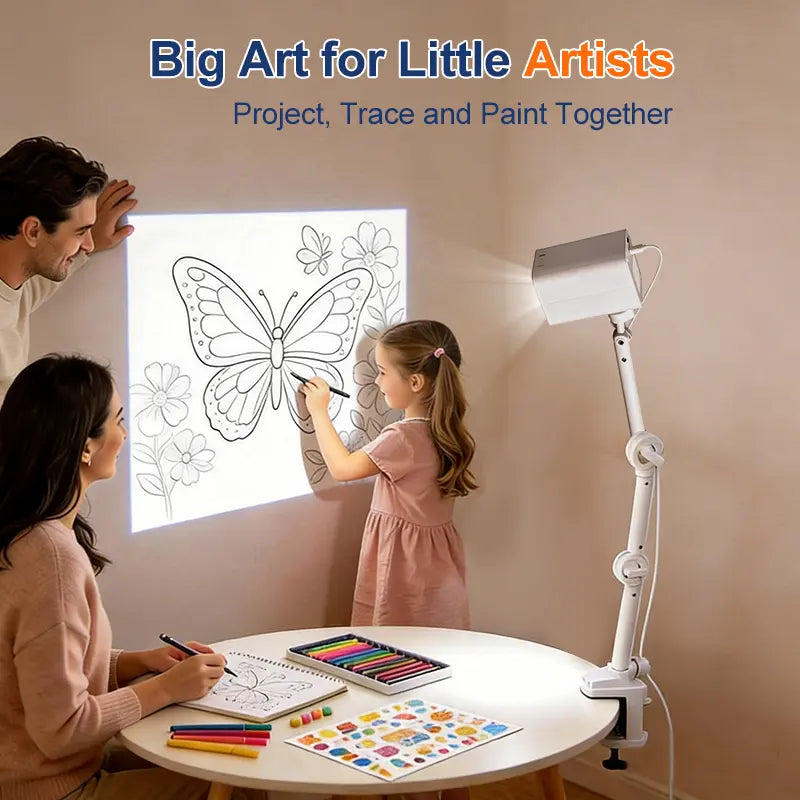 PRO Art Tracing Projector, 3-Segment Foldable Arm Wireless Type-C Tabletop DIY Art Tool, 1280X720 HD, 5Ghz Dual-Band Wifi, Compatible with Ios/Android/Tablet, for Sketching & Craft Room Painting, Cool Christmas Gift