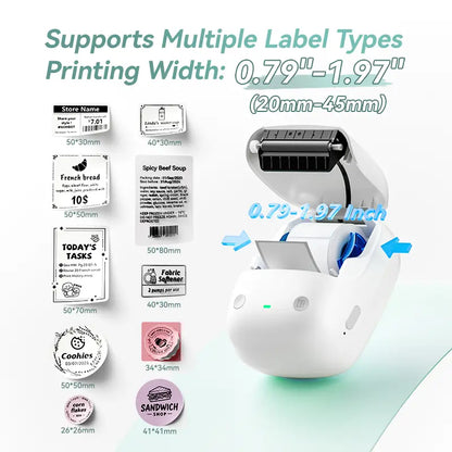 NIIMBOT B2 Portable Wireless Inkless Thermal Label Printer - Inkless Sticker Printer, Bluetooth 2-In-1, 203 Dpi Head, 348G, Included Tape, Multiple Templates, round Design for Warehouse & Kitchen (Android Compatible)
