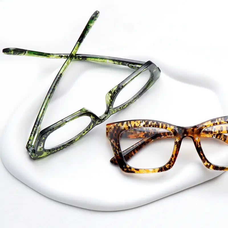 4-Color Set of Blue Light-Blocking Reading Glasses with Spring Hinges for Effective Eye Protection; Designed for Women; Suitable for All Face Shapes; Stylish Reading Glasses