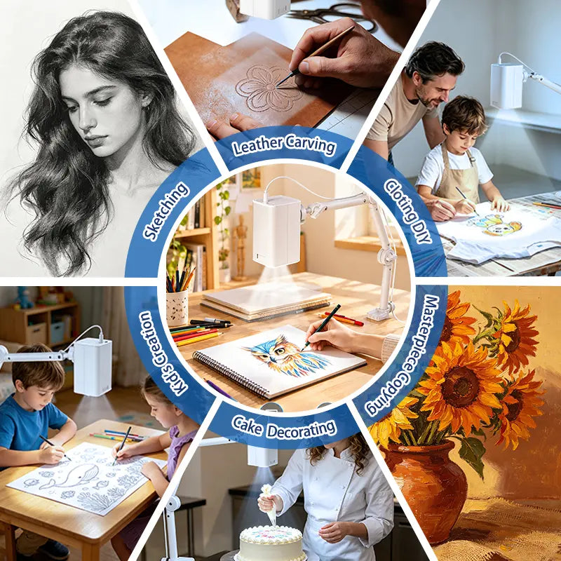 PRO Art Tracing Projector, 3-Segment Foldable Arm Wireless Type-C Tabletop DIY Art Tool, 1280X720 HD, 5Ghz Dual-Band Wifi, Compatible with Ios/Android/Tablet, for Sketching & Craft Room Painting, Cool Christmas Gift