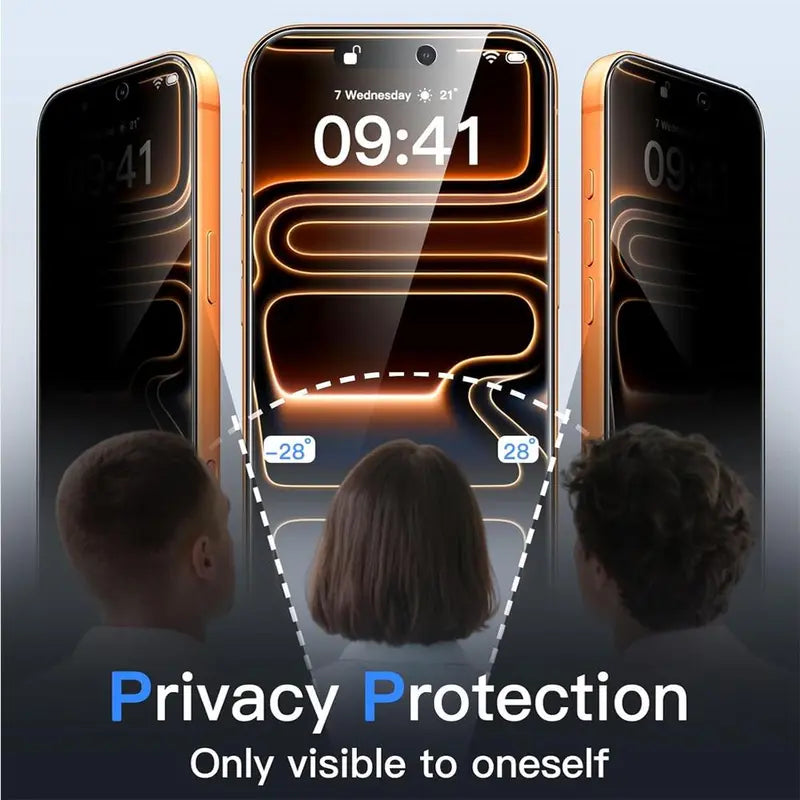 2-Pack Privacy Screen Protector for Iphone 17/16/15/14/13 Pro Max/Plus/Air/E - Full Coverage 28° Anti-Spy Tempered Glass, 9H Hardness, Bubble-Free Installation