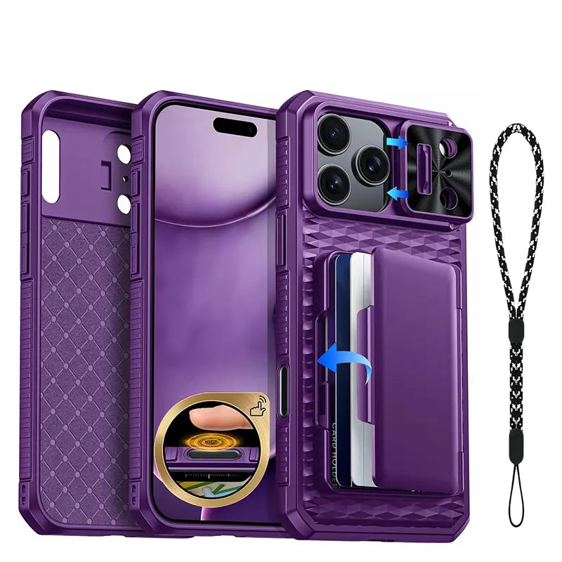 BSNRM Women'S Smartphone Casing - Durable Cellphone Shell (TPU+PC), Shockproof Rugged Silicone Cover for Iphone 18 Pro Max/17 Pro/16 Pro Max, RFID Blocking 3-4 Card Holder, Camera Control Button, Slide Camera Cover, After-Sales Support