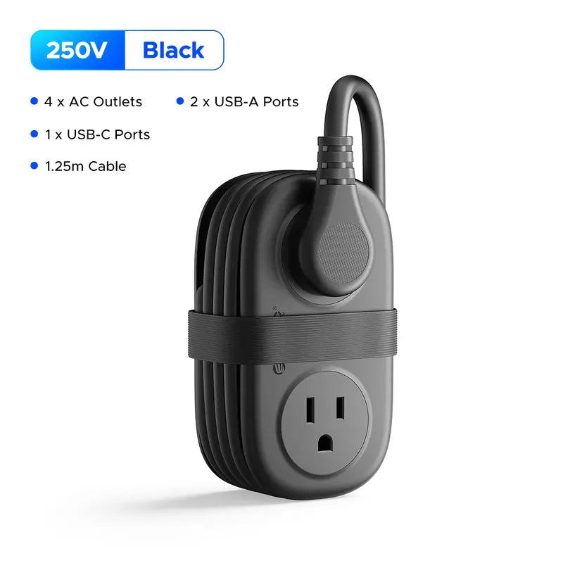 ORICO 7-In-1 Portable Travel Power Strip, Cruise Ship Approved, 0.39-Inch Thin Flat 45° Angled Plug, 4.0*2.4*1.6 Inches Compact Design, Multi-Port Fast Charging Power Delivery for Home, Dorm & Business Trips