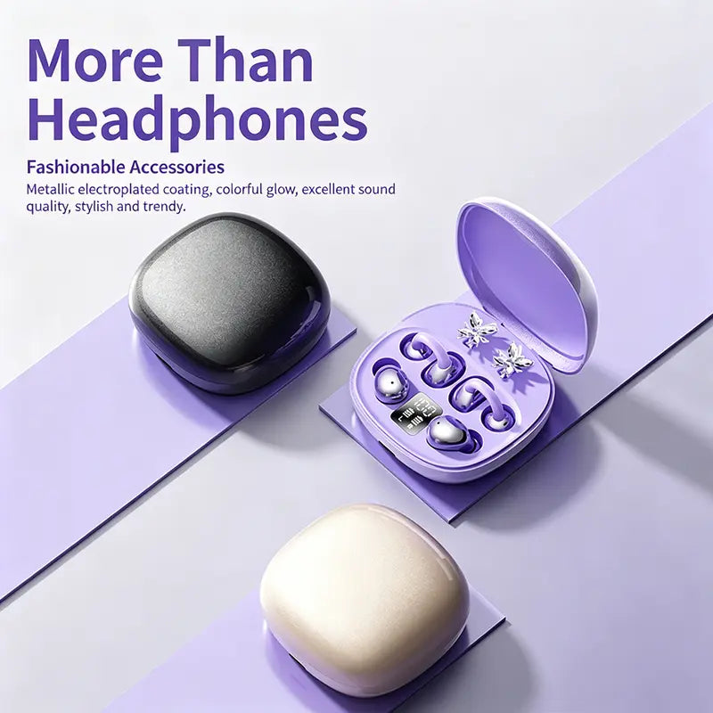 Birthday & Christmas Gift for Women | 2-Pair Mini Stem Bluetooth Earbuds with Detachable Butterfly Ornament, Waterproof Invisible Sport & Sleeping Wireless Earphones with Mic for Phone Laptop