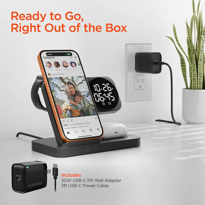 15W Wireless Fast Charging Stand Magsafe Phone Charger Dock Folds Flat into a Charging Pad for Airpods & Earbuds Universal for Iphone, Samsung + More