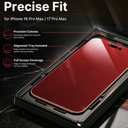 [2-Pack] Pandashield 18 Pro Max Red Luxury Privacy Screen Protector, for Iphone 13\14\15\16\17\18 Pro Max plus - Easy Installation, Shiny Red Privacy Coating, Dust Free Applicator, 2-Sides anti Spy,