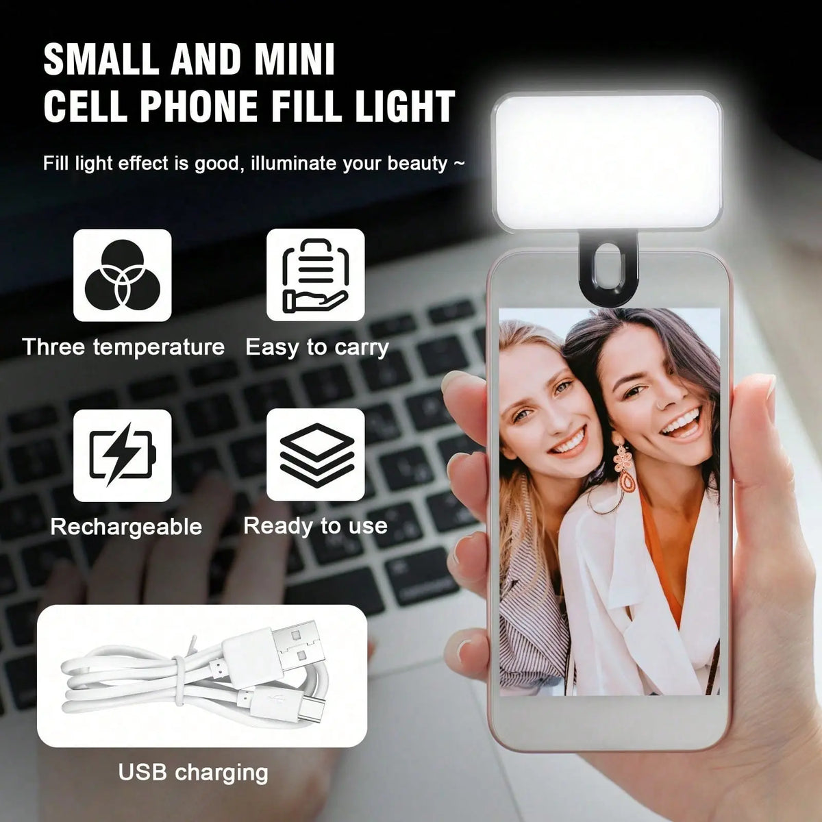 Portable Mini Clip-On Fill Light, Multipurpose Selfie Ring Light for Phone, Universal LED Light, Phone Accessories, Selfie Led Lights