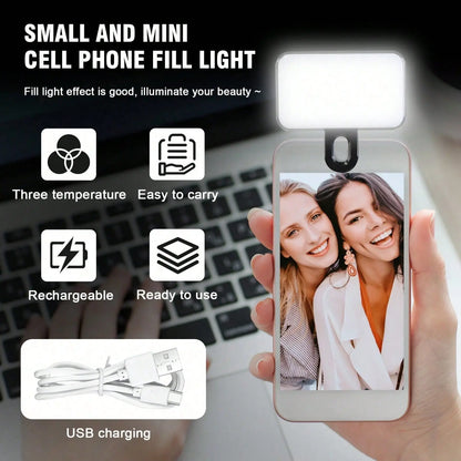 Portable Mini Clip-On Fill Light, Multipurpose Selfie Ring Light for Phone, Universal LED Light, Phone Accessories, Selfie Led Lights