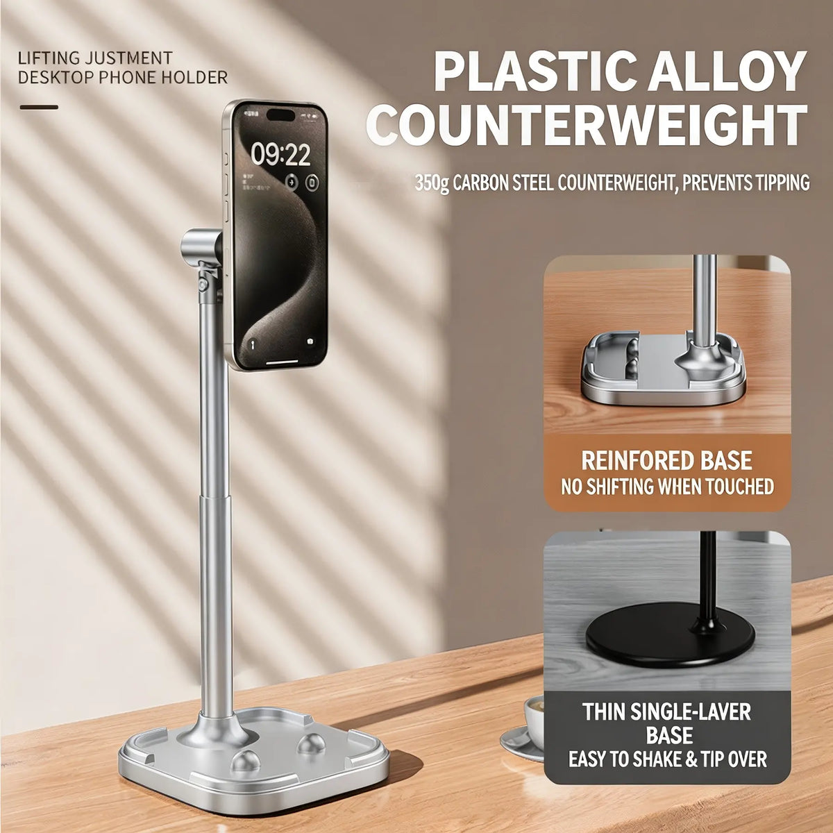 1 Pack Magnetic Phone Stand, Height Adjustable Desktop Phone Holder Mount, Compatible with Magsafe Iphone 17/16/15/14/13/12