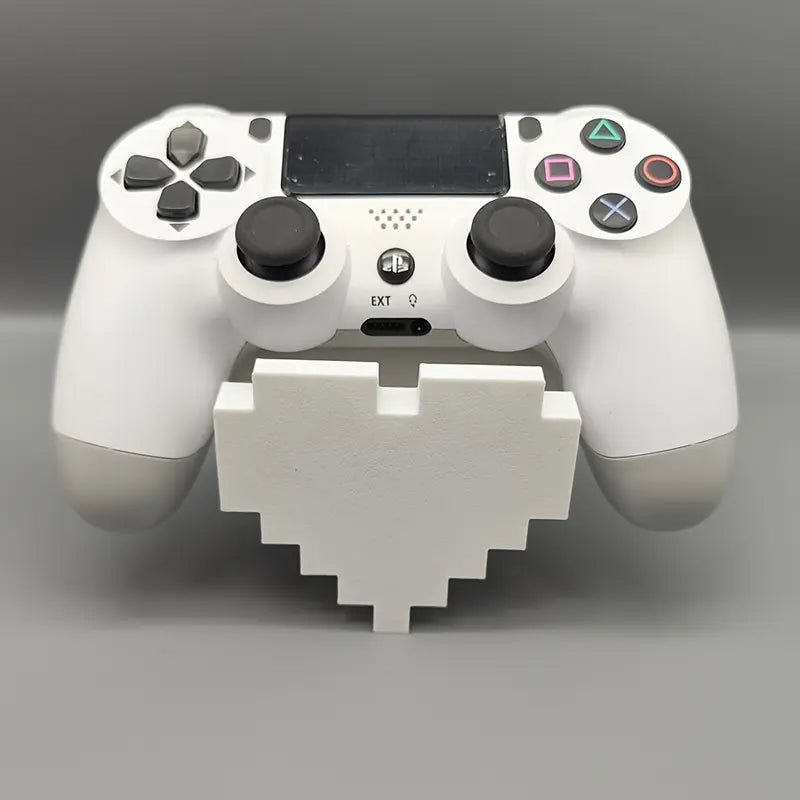 1Pc Retro Heart-Shaped Polyethylene Gaming Controller Display Stand, Pink & White Pixel Art Holder with Anti-Slip Base for PS5/PS4, Desktop Decor PS5 Accessories (Stand Only), Gaming Accessories