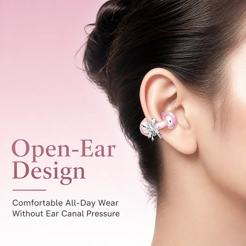 Birthday & Christmas Gift for Women | 2-Pair Mini Stem Bluetooth Earbuds with Detachable Butterfly Ornament, Waterproof Invisible Sport & Sleeping Wireless Earphones with Mic for Phone Laptop