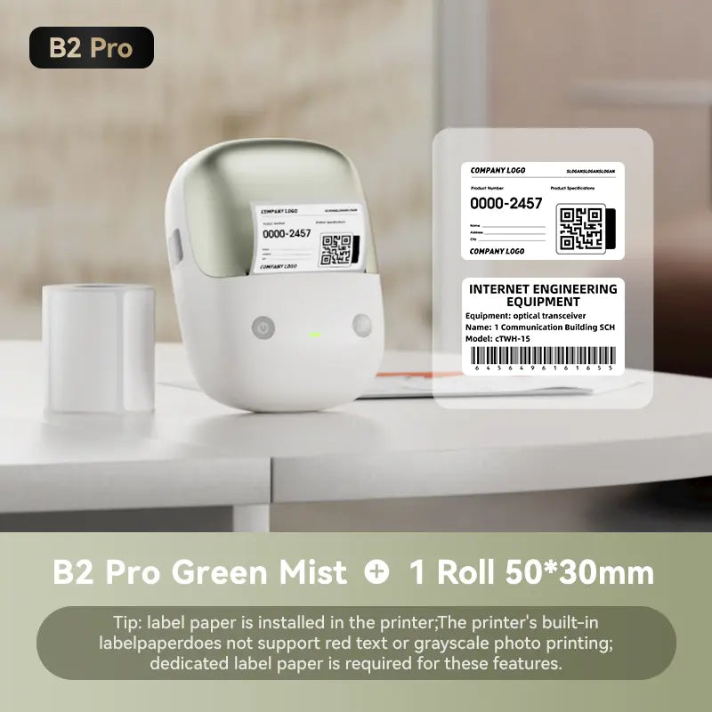 NIIMBOT B2 Portable Wireless Inkless Thermal Label Printer - Inkless Sticker Printer, Bluetooth 2-In-1, 203 Dpi Head, 348G, Included Tape, Multiple Templates, round Design for Warehouse & Kitchen (Android Compatible)