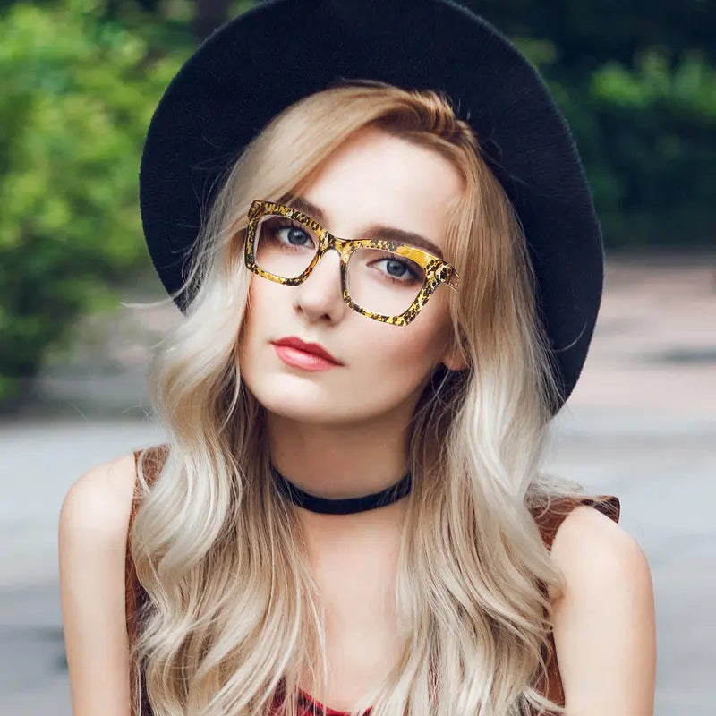 4-Color Set of Blue Light-Blocking Reading Glasses with Spring Hinges for Effective Eye Protection; Designed for Women; Suitable for All Face Shapes; Stylish Reading Glasses