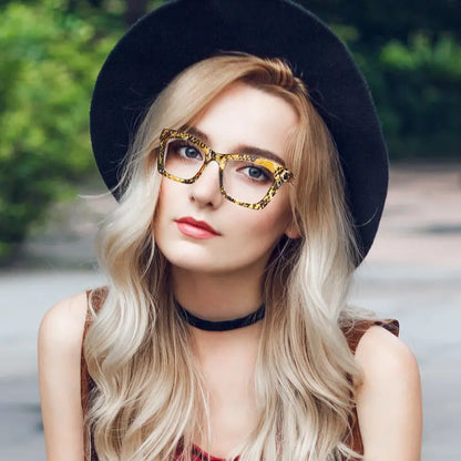 4-Color Set of Blue Light-Blocking Reading Glasses with Spring Hinges for Effective Eye Protection; Designed for Women; Suitable for All Face Shapes; Stylish Reading Glasses