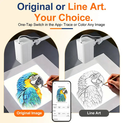 PRO Art Tracing Projector, 3-Segment Foldable Arm Wireless Type-C Tabletop DIY Art Tool, 1280X720 HD, 5Ghz Dual-Band Wifi, Compatible with Ios/Android/Tablet, for Sketching & Craft Room Painting, Cool Christmas Gift