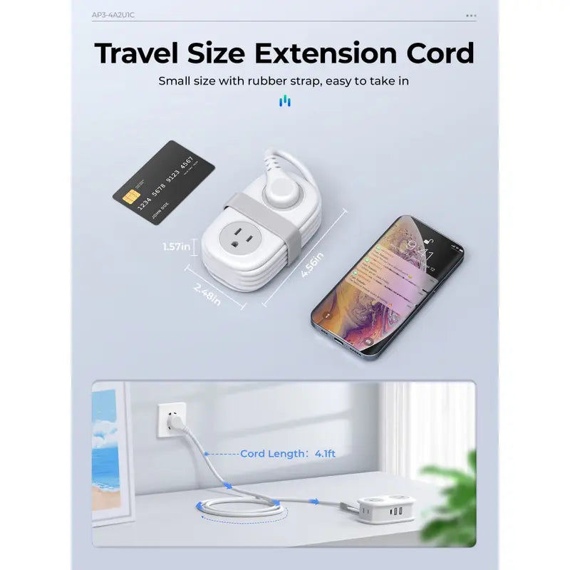 ORICO 7-In-1 Portable Travel Power Strip, Cruise Ship Approved, 0.39-Inch Thin Flat 45° Angled Plug, 4.0*2.4*1.6 Inches Compact Design, Multi-Port Fast Charging Power Delivery for Home, Dorm & Business Trips